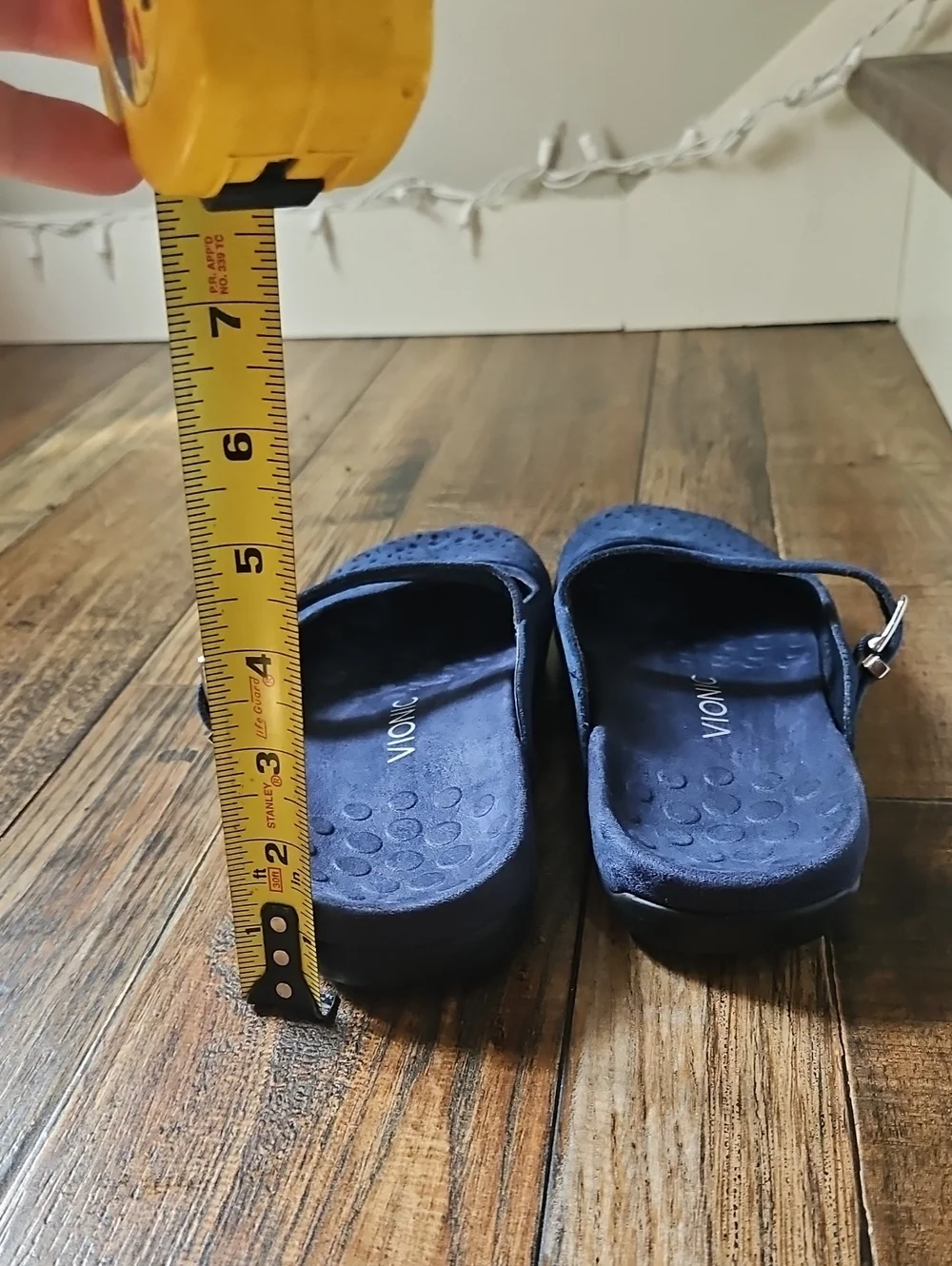 Vionic Womens Comforrable Navy Soft Suede Perforated Mary Jane Flats